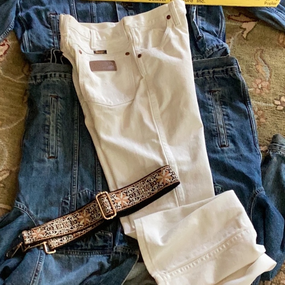 🤠 Wrangler VINTAGE High Waist WHITE JEANS 29 X 32   NWOT